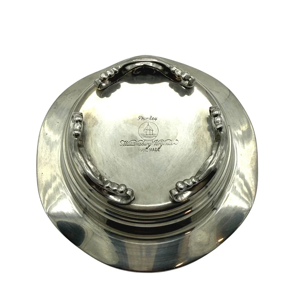 Vintage Handmade Pewter Shirley Williamsburg VA Footed Bowl Catchall